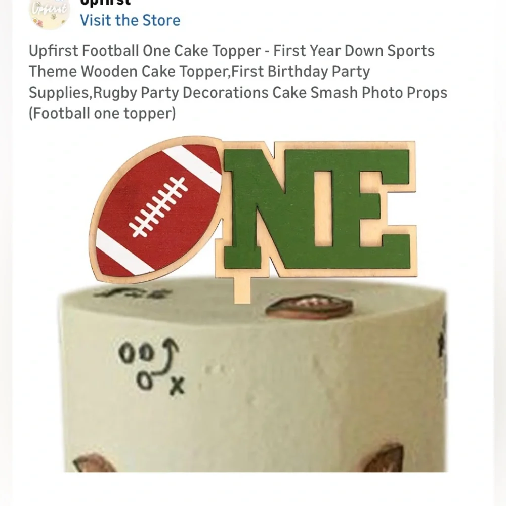 Football One Cake Topper - Green and Brown